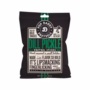 Pop Daddy Dill Pickle Pretzels Sticks, 3 oz., 12 Bags/Carton
