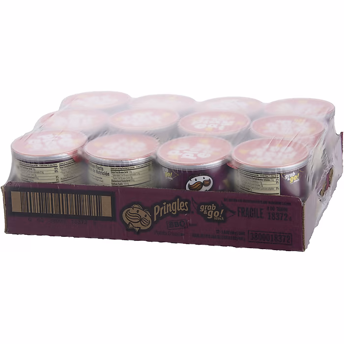 Pringles Grab & Go BBQ Crisps, 1.4 oz., 12 Cans/Carton