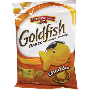 Goldfish Pepperidge Farm Goldfish Shaped Crackers Trans Fat Free - Cheddar - 1 Serving Bag - 1.50 oz - 72 / Carton