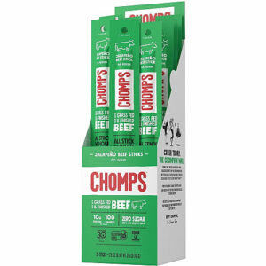 CHOMPS Chomplings Snack Sticks Gluten-free, No MSG, Preservative-free, Dairy-free, Low Sodium, Low Fat - Jalapeno, Beef - 1.15 oz - 24 / Pack