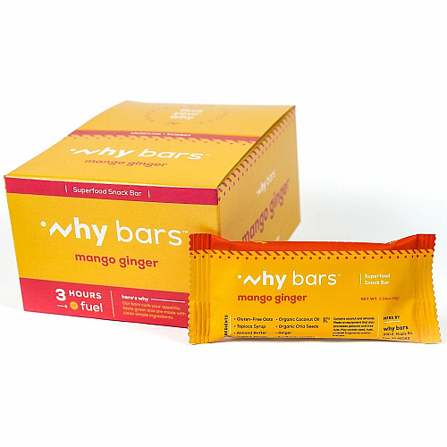 Why Bars Superfood Protein Snack Bars Gluten-free, Dairy-free, Soy-free, Non-GMO, Individually Wrapped - Mango Ginger - 2.04 oz - 12 / Pack
