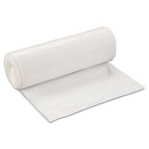 Inteplast Group Low-Density Commercial Can Liners, 60 gal, 0.7 mil, 38" x 58", White, Interleaved Roll, 25 Bags/Roll, 4 Rolls/Carton