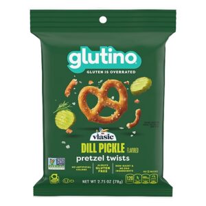 Glutino Gluten Free Vlasic Dill Pickle Flavored Pretzel Twists, 2.75 oz., 8 Bags/Carton