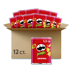 Pringles Potato Chips, Original, 1.3 oz Can, 12/Box