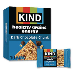 KIND Healthy Grains Energy Dark Chocolate Chunk Bars, 1.4 oz Bar, 10/Box