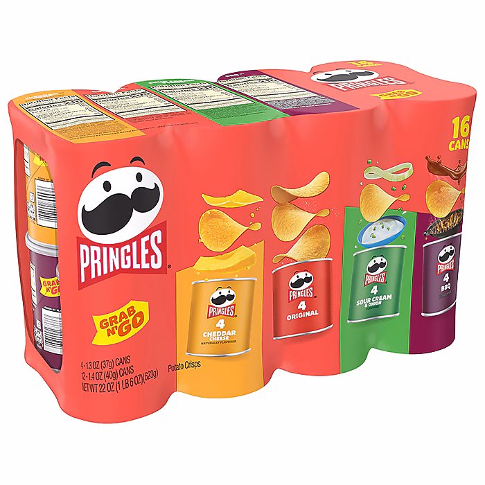 Pringles Grab & Go Multipack, 22 oz., 16 Cans/Carton