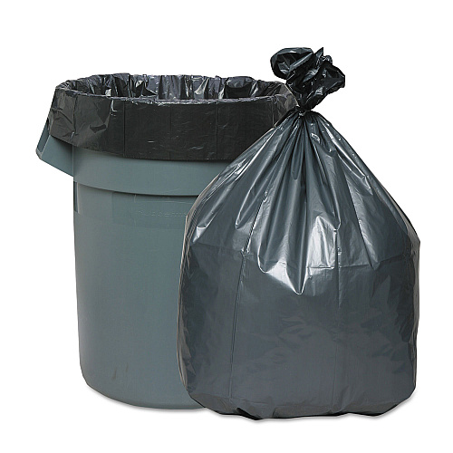 Platinum Plus Can Liners, 60 gal, 1.55 mil, 39" x 56", Gray, 5 Bags/Roll, 5 Rolls/Carton