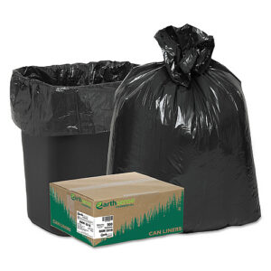 Earthsense Linear Low Density Recycled Can Liners, 16 gal, 0.85 mil, 24" x 33", Black, 25 Bags/Roll, 20 Rolls/Carton