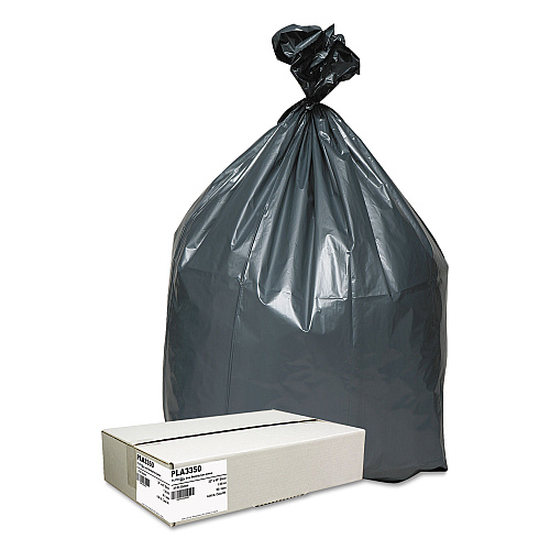 Platinum Plus Can Liners, 33 gal, 1.35 mil, 33" x 40", Gray, 10 Bags/Roll, 5 Rolls/Carton