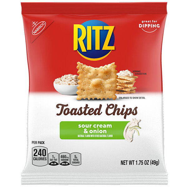 Nabisco Ritz 1.75 oz. Toasted Sour Cream and Onion Chip Snack Pack - 60/Case