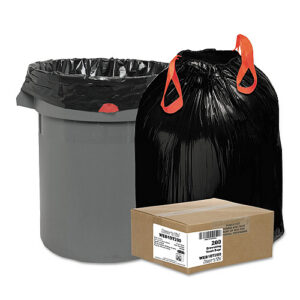 Draw 'n Tie Heavy-Duty Trash Bags, Drawstring, 30 gal, 1.2 mil, 30.5" x 33", Black, 25 Bags/Roll, 8 Rolls/Box