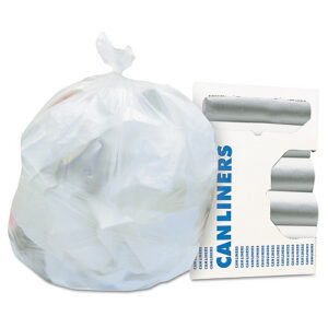 Heritage High-Density Waste Can Liners, 10 gal, 8 mic, 24" x 24", Natural, 50 Bags/Roll, 20 Rolls/Carton