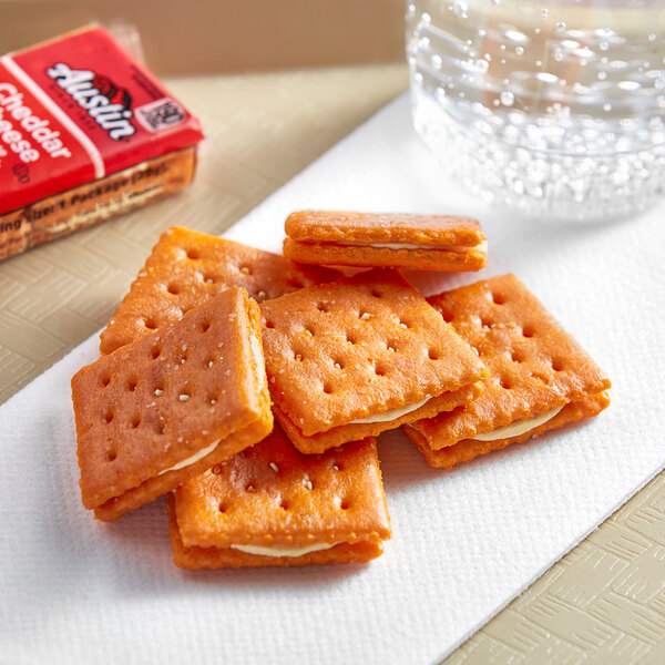 Austin Cheddar Cheese on Cheese Sandwich Crackers 1.38 oz. - 96/Case