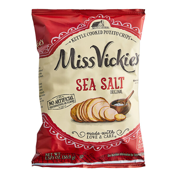 Miss Vickie's Sea Salt Kettle Potato Chips 1.375 oz. - 64/Case