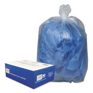 Classic Clear Linear Low-Density Can Liners, 60 gal, 0.9 mil, 38" x 58", Clear, 10 Bags/Roll, 10 Rolls/Carton