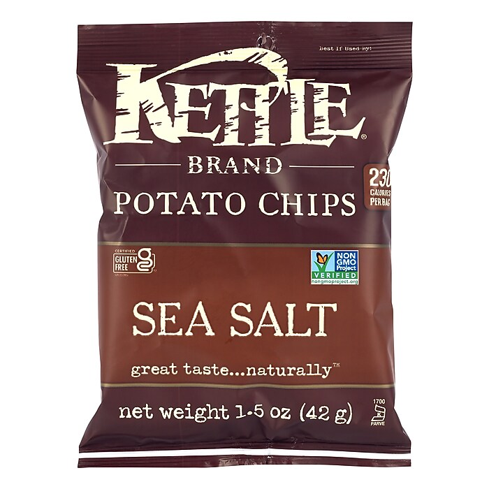 Kettle Brand Gluten Free Sea Salt Potato Chips, 1.5 oz., 24/Box