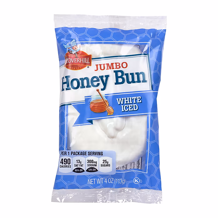 Hostess Cloverhill Jumbo Iced Honeybun, 4 oz, 6/Pack, 6 Packs/Carton