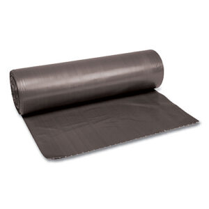 Boardwalk Low-Density Waste Can Liners, 56 gal, 1.1 mil, 43" x 47", Gray, Perforated Roll, 20 Bags/Roll, 5 Rolls/Carton