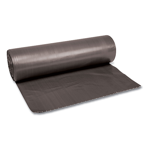 Boardwalk Low-Density Waste Can Liners, 56 gal, 1.1 mil, 43" x 47", Gray, Perforated Roll, 20 Bags/Roll, 5 Rolls/Carton