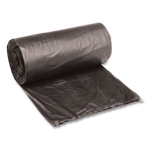 Boardwalk Low-Density Waste Can Liners, 10 gal, 0.35 mil, 24" x 23", Black, Perforated Roll, 50 Bags/Roll, 10 Rolls/Carton