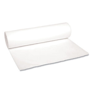 Boardwalk Low-Density Waste Can Liners, 56 gal, 0.6 mil, 43" x 47", White, Perforated Roll, 25 Bags/Roll, 4 Rolls/Carton