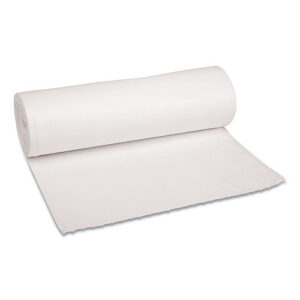 Boardwalk Low-Density Waste Can Liners, 60 gal, 0.6 mil, 38" x 58", White, Perforated Roll, 25 Bags/Roll, 4 Rolls/Carton