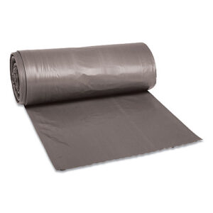 Boardwalk Low-Density Waste Can Liners, 33 gal, 1.1 mil, 33" x 39", Gray, Perforated Roll, 25 Bags/Roll, 4 Rolls/Carton