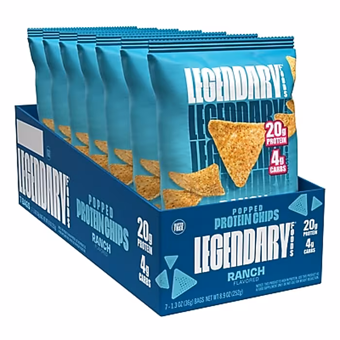 Legendary Foods Gluten Free Ranch Popped Protein Chips, 1.3 oz., 7 Bags/Carton
