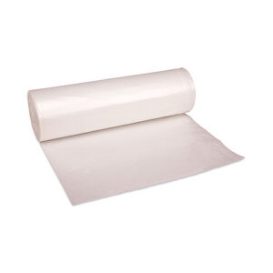 Boardwalk High-Density Can Liners, 60 gal, 11 mic, 38" x 58", Natural, Perforated Roll, 25 Bags/Roll, 8 Rolls/Carton