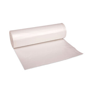 Boardwalk High-Density Can Liners, 45 gal, 10 mic, 40" x 46", Natural, Perforated Roll, 25 Bags/Roll, 10 Rolls/Carton
