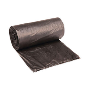 Boardwalk High-Density Can Liners, 45 gal, 19 mic, 40" x 46", Black, Perforated Roll, 25 Bags/Roll, 6 Rolls/Carton