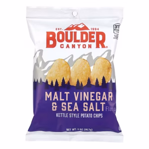Boulder Canyon Malt Vinegar & Sea Salt Potato Chips, 2 oz., 8/Box