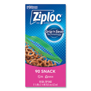 Ziploc Seal Top Snack Bags, Snack, 6.5" x 3.25", Clear, 90 Bags/Box, 12 Boxes/Carton