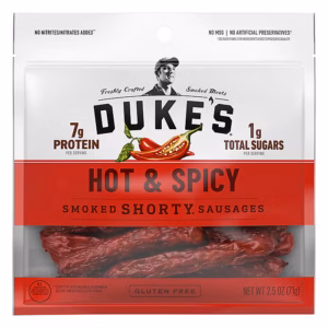 Duke's Hot and Spicy Smoked Shorty Sausages, 2.75 oz., 7 Bags/Carton