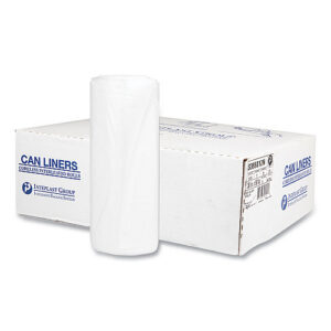 Inteplast Group High-Density Commercial Can Liners, 60 gal, 17 mic, 38" x 60", Clear, Interleaved Roll, 25 Bags/Roll, 8 Rolls/Carton