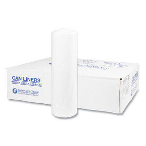 Inteplast Group High-Density Commercial Can Liners, 45 gal, 14 mic, 40" x 48", Clear, Interleaved Roll, 25 Bags/Roll, 10 Rolls/Carton