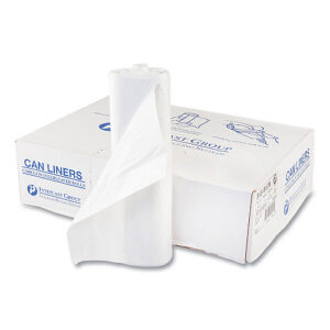 Inteplast Group High-Density Commercial Can Liners, 60 gal, 17 mic, 43" x 48", Clear, Interleaved Roll, 25 Bags/Roll, 8 Rolls/Carton