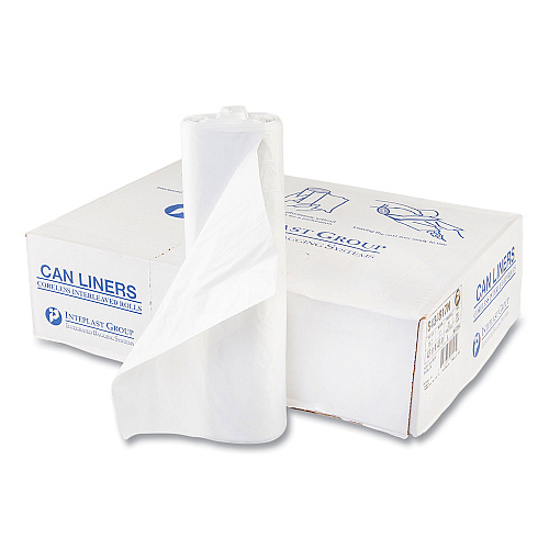 Inteplast Group High-Density Commercial Can Liners, 60 gal, 17 mic, 43" x 48", Clear, Interleaved Roll, 25 Bags/Roll, 8 Rolls/Carton