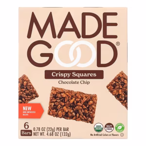 Madegood Gluten Free Chocolate Chip Crispy Squares, 0.78 oz., 6/Box, 6 Boxes/Pack