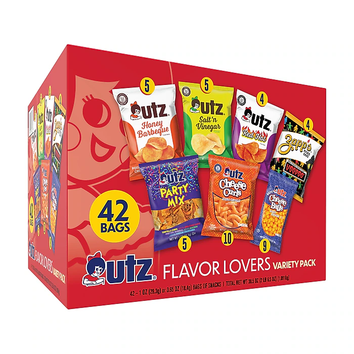 Utz Flavor Lovers Gluten Free Variety Pack, 38.5 oz., 42 Bags/Carton