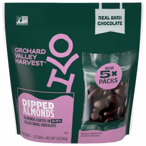 Orchard Valley Harvest Chocolate Covered Dipped Almonds, 1 oz., 5 Packets/Bag