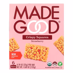 Madegood Gluten Free Strawberry Crispy Squares, 0.78 oz., 6/Box, 6 Boxes/Pack
