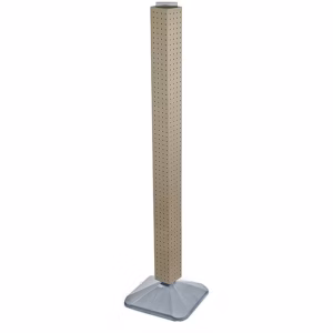 Azar Displays Four-Sided Pegboard Tower Floor Display on Revolving Base. Panel Size: 4"W x 60"H, Almond