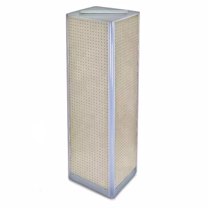 Azar Displays Four-Sided Pegboard Tower Floor Display on Revolving Base. Panel Size: 16"W x 60"H, Almond