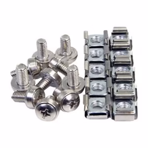 4XEM M5 Rack Mounting Screws and Cage Nuts For Server Racks/Cabinets, Silver, 50/Pack