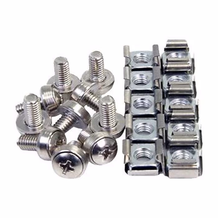 4XEM M5 Rack Mounting Screws and Cage Nuts For Server Racks/Cabinets, Silver, 50/Pack