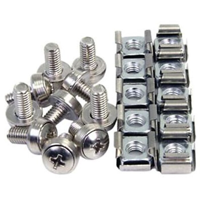 StarTech M6 Mounting Screw And Cage Nut For Server Rack, 50/Pack