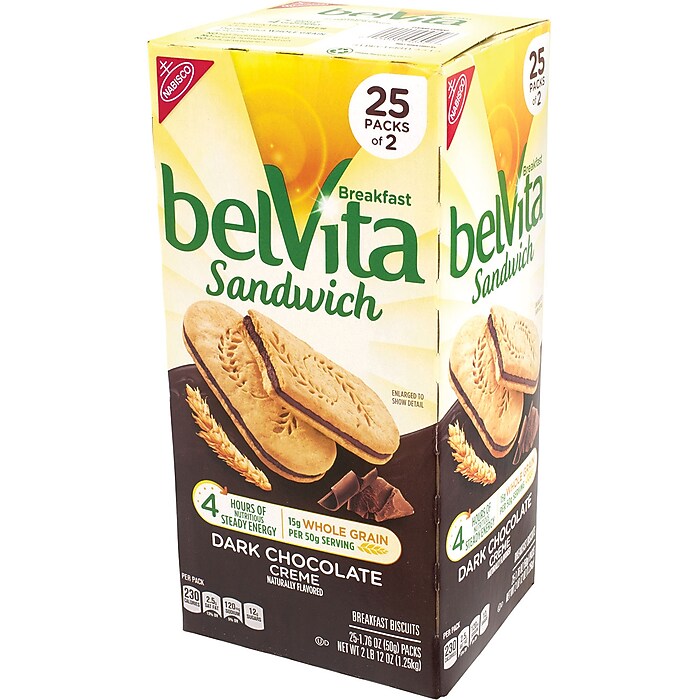 BelVita Sandwich Chocolate Breakfast Bar, 1.76 oz., 25 Bars/Box