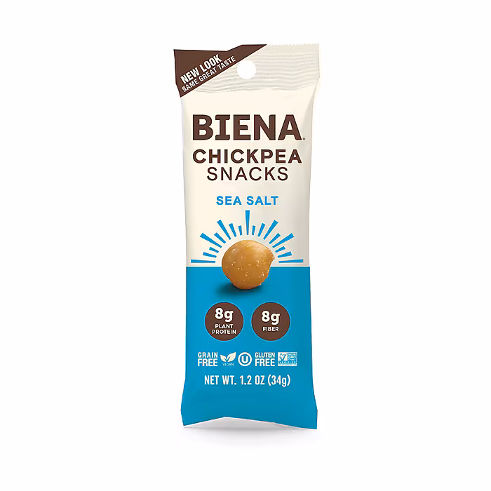 Biena Roasted Sea Salt Chickpeas, 1.2 oz., 20 Bags/Pack, 2/Pack