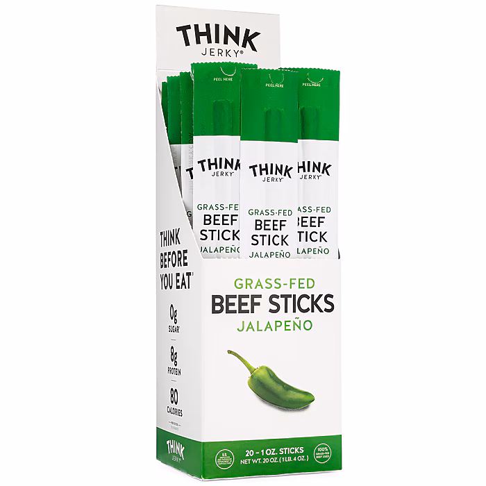 Think Jerky Jalapeno Beef Jerky Sticks, 1 oz., 20/Box